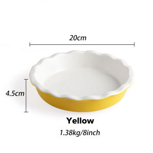 Set/2Pcs Ceramic Pie Pans 8 Inches Pie Plate with Ruffled Edge Round Baking Dish Oven Safe