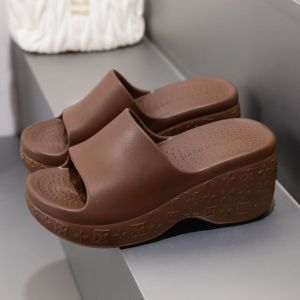 Free Shipping Thick-Soled Slippers For Women Suitable For Outdoor Wear In Summer Featuring A One-Strap Design Height-Enhancing Non-Slip And Designed For The Beach Making You Look Slimmer