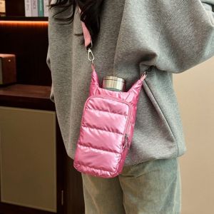 XINSU38 Shoulder Strap Water Bottle Carrier Bag Nylon Down Water Bottle Sling Bag Case Durable Front Pocket Crossbody Water Bottle Purse Women