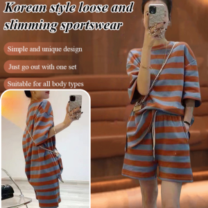 ขนาดใหญ่ แขนสั้น กางเกงขาสั้น เสื้อวอร์ม กีฬายามว่าง ชุด เสื้อวอร์ม