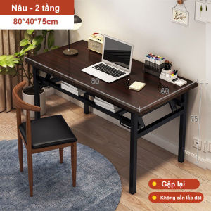 【Không cần cài đặt】 Bàn làm việc 2 tầng gấp gọn Bàn văn phòng gỗ chân sắt sơn tĩnh điện nhiều kích thước(nhiều màu sắcchắc chắn)