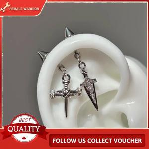 Female Warrior จี้ดาบแฟชั่นสุดอินเทรนด์ต่างหูสแตนเลสสำหรับผู้หญิง1ชิ้น