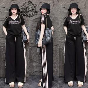 #COD Terno for Women Korean Embroidered Shirt + Wide Leg Pants Two Piece Sets Casual Outfits for Women