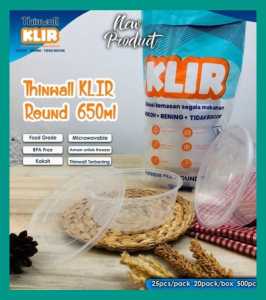 Thinwall klir pround 650ml/Round Bowl/magkok datar plastik 25 pcs