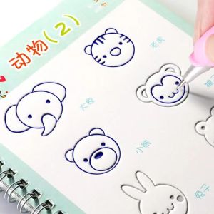 Reusable English Alphabet Copybook Drawing Toys Hand Writing Groove Auto Fades Educational Toys For Children Kid school supplise儿童凹版练字帖英文字母汉字拼音数字凹槽字帖幼儿园数字字帖描红本全套初学者宝宝练字本写字贴