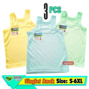 6Pcs Kaos Dalam Anak Usia 1-15Tahun-Singlet Syani Blok Warna SMLXL3L4l5L6L-Vegasus Store