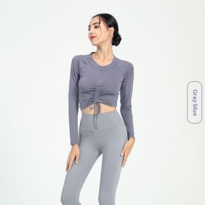 HUIESON เสื้อครอปแขนยาวสำหรับฟิตเนสซับเหงื่อใส่สบาย