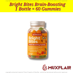 Bright Bites Brain Booster l Gummies for Kids | Improves Memory Focus Learning and Mental Alertness | 60 Gummies