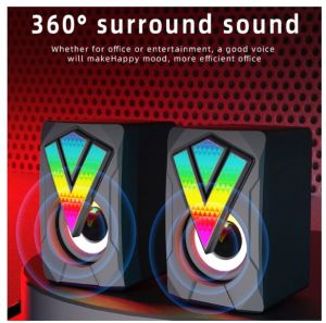 Usb Speaker Rgb Led Light Laptop Desktop Tv Stereo Mini Pc Speaker Aux 3.5mm for Gaming Computer Pc Laptop Phone Tablet