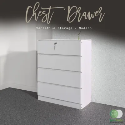 Murah Kabinet/Almari Baju/Laci Bilik Tidur 🔥DIY & EASY INSTALL🗄️/ Fast Deliver 🚀 Sampoint Furniture -Chest Drawer 4 Layers -Deep Storage with Lock/ Modern Wardrobe for Clothes/Multifunction Cabinet /Perfect for Bedroom & Home Use (READY STOCK)