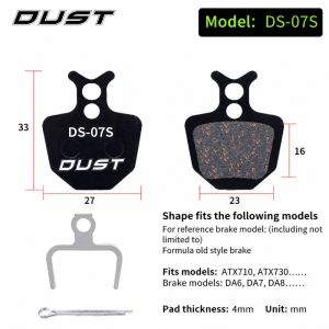 DIVATEN 1Pair Semi-Metal Bicycle Hydraulic Disc Brake Pad with Split Pins Black Tire Lever High Quality Metal brake pads for SHIMANO XT XTR M315 SRAM Avid BB5 BB7 E1 E3