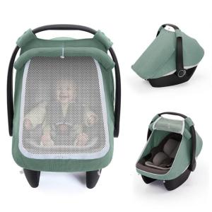 Full Protective Baby Car Seat Canopy with Roll Straps and Mesh Window Accent Safety Seat Protector Sleeve Case