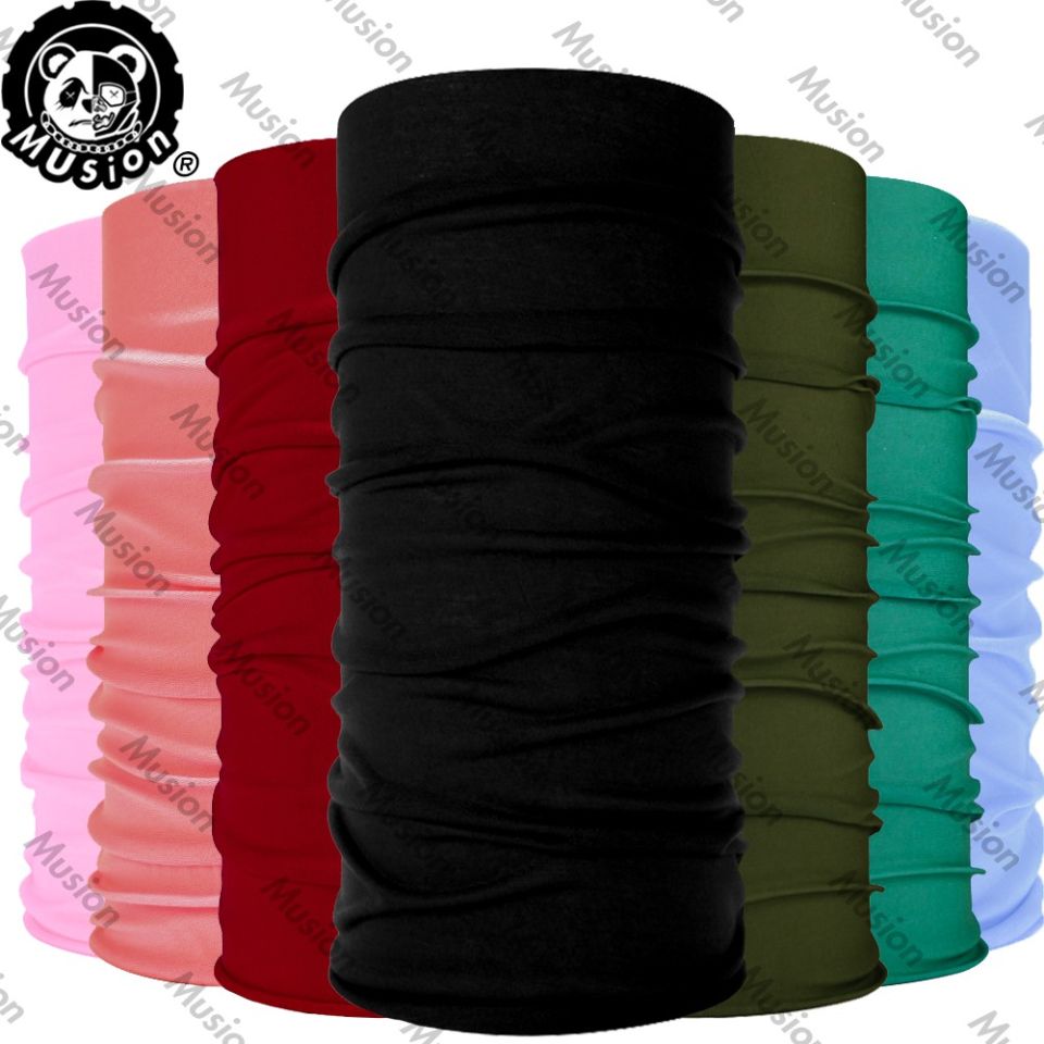 Elastic Black Face Mask Solid Colour Sun Protection Bicycle Bandana Motorcycle Head Scarf SPF 30 Sports Headband Quick Dry Bike Rider Neck Mask for Men and Women