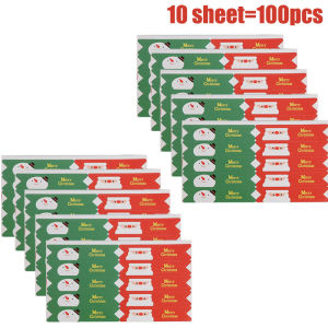 กล่องของขวัญคริสต์มาสซานตาคลอสมนุษย์หิมะขนาด50/100ชิ้นบรรจุภัณฑ์สติกเกอร์ฉลากที่ปิดผนึกอุปกรณ์เครื่องเขียนแบบทำมือสมุดภาพตกแต่ง