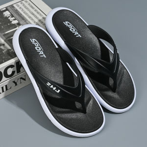 Slippers mens summer wear non-slip thick bottom sports Korean version of fashion couples home bathroom non-slip deodorant male slippers