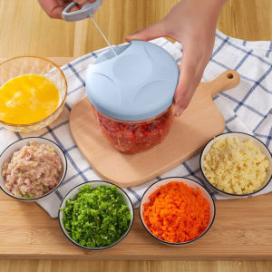 Hand Chopper Manual Rope Food Processor With Pounding Garlic Cutting Pepper Puree Cooking Machine