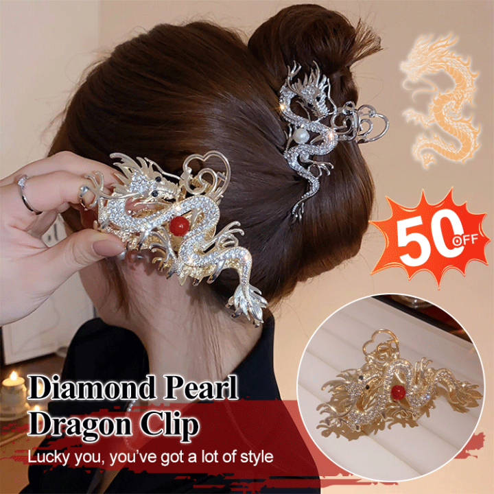 Dragon Shaped Diamonds Grab Clip Back of Head Plate Hair Accessories ...