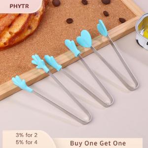 PHYTR HOT Mini Silicone Food Clips Stainless Steel Handle Palm Stainless Steel Lovely Antiskid Snacks Tweezers Not Nirty Hand Tools