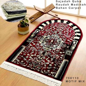 NEW Sajadah Raudah Model Kubah Carpet Dewasa Ukuran 70*110 cm Bahan Bludru Halus dan Lembut Perlengkapan Sholat