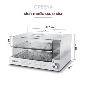 NỒI HẤP ĐIỆN 2 TẦNG CREEN CR-135CF - NỒI HẤP THÔNG MÌNH DUNG TÍCH 13.5L - HẤP NGUYÊN CON