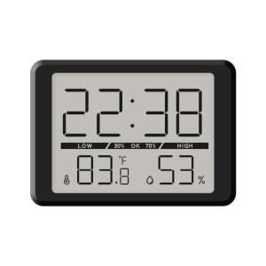 Modern LCD Digital Clock with Time Date Temperature Humidity Display Operated Supprt Stand Desk Wall Clock