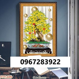Gạch tranh 3D trang trí hoa mai vàng