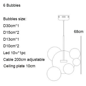 Modern Living room Chandelier Warm/White Lighting Creative Clear Glass Bubble LED Pendant Lamp for Dinging room Lighting Fixture