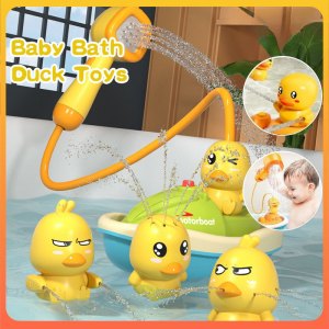 Baby Bath Toys Duck Sprinklers Electric Rotation Playing Water Duck Hand Shower Head Kids Bathroom Pool Toy