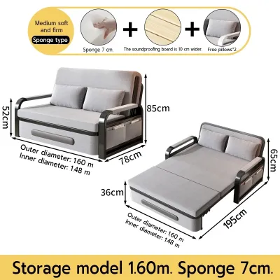 【COD】Folding sofa bed with Storage Cabinet Living room dual use sofa bed Double rollawaybedMultifunctionalretractablesofa Single/Double/Queen Size ，2 Free Throw Pillows