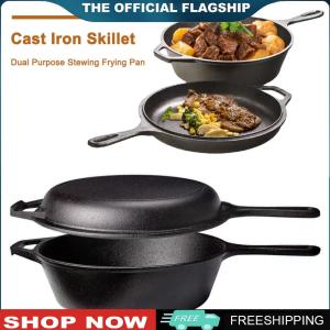 【New Arrival】 Cast Iron Frying Pan Non-Stick Skillet with Handle Fry Pan Pre-seasoned for Frying Baking Grilling Indoor Outdoor Cooking