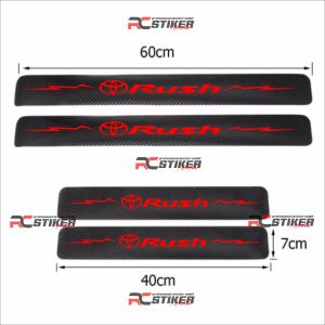4pcs sticker carbon mobil rush sticker carbon pelindung awah pintu mobil ari pijakan kaki