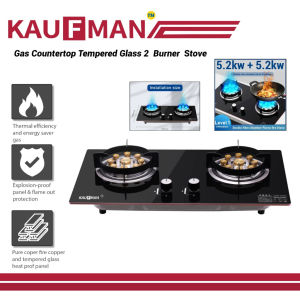Tempered Glass Gas Stove Dapur Gas Clad Double Nine-Chamber Fierce Flame Cooker With Flame Failure