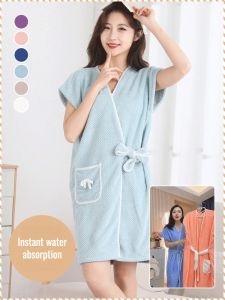 Bath Skirt Comfortable Loose Fit Bathrobe Coral Velvet Breathable and Quick-drying not Easy to Catch a Cold