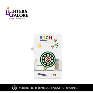 Lighters Galore - DOUBLE TORCH 45 (RICH LUCKY MAHJONG ASSORTED DESIGNS WHITE)