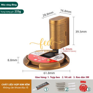 Chặn cửa chống va đập kiểu nhấn đẩy dạng chốt xoay không nam châm – Không cần đục lỗ bắt vít