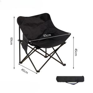OKGO💖Ready Stock💖Upgraded Version 2.0 Breathable Mesh Folding Moon Chair - Portable Lightweight Sturdy Metal Frame Ergonomic Design Perfect for Camping Beach Trips Garden Relaxation and Outdoor Events