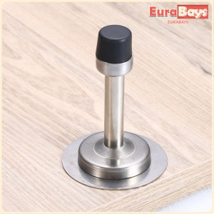 E.B. Stainless Steel Rubber Door Stopper Free Punching Wall Mounted Silver Black Door Stopper