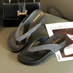 Free Shipping Gaomeilun Korean-Style Spring And Summer Flip-Flops New Fashionable And Trendy Wedge-Heeled Height-Increasing Versatile And Stylish WomenS Sandals With Glittery Straps