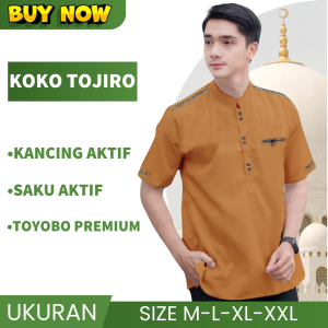 NEW BAJU KOKO TOJIRO Baju Koko Kurta Atasan Muslim Pria Dewasa Lengan Pendek Bahan Katun  Premium