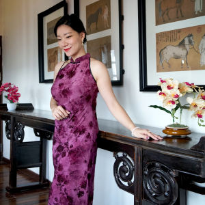 COCOONESE Halter Neck Cheongsam - Raspberry (stretchable fabric)