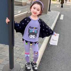 Christmas Gift Halloween Kawaii Sanrio Girl Kuromi Sweatshirt Kid Spring Autumn Bat Shirt Long Sleeve T Shirt Cosplay Anime Clothe ﻿cartoon Casual Pants