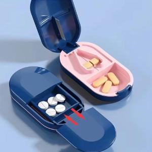 Portable Medicine Cutter-Multifunction Medicine Splitter With Waterproof Storage Stainless Steel Blade Easy Cleaning
