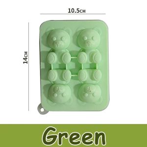 4Grids Cartoon Bear Ice Cube Mold Silicone 3D Stereoscopic Ice Cream Maker DIY Popsicle Drink Chocolate Maker Tools Kitchen Gadgets
