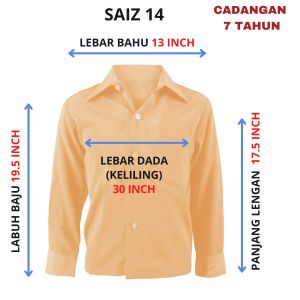 FH013 - KEMEJA PENGAWAS LENGAN PANJANG PEACH MRSM LICIN KOSHIBO
