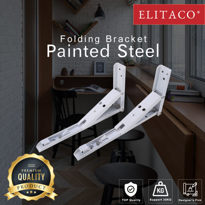 【ELITACO】Steel Triangle Floating Folding Wall Shelf 1 Pair Bracket ...