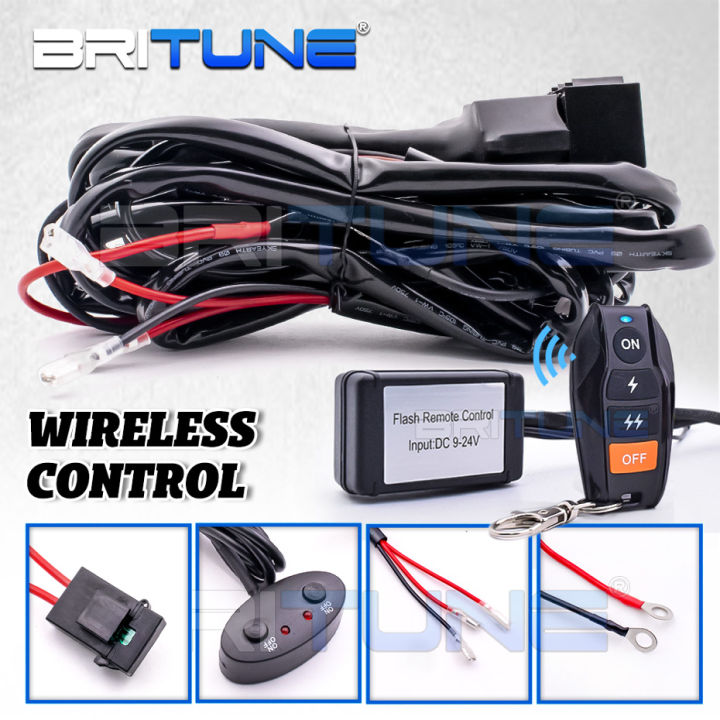 Car Motorcycle Flash Remote Control Wiring Harness Relay 12V/24V 40A LED  Spotlight Wireless Switch Strobe/Constant Light For Three Wires Fog  Lamp/Work