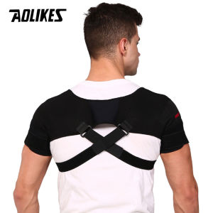 AOLIKES Double Shoulder Brace Adjustable Sports Shoulder Support Belt Double Bandage Cross Compression Back Pain Relief