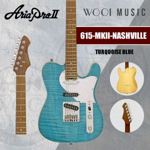 Aria Pro II 615-MK2-TQBL Nashville Hot Rod Collection Electric Guitar w/Roasted Maple Neck Bag & Acc - Turquoise Blue
