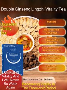 Summer Dehumidifying Tea Ginseng and Ganoderma Lucidum Health Tea Revitalizing Tea for Late-Night Sleepers Immune Boosting Tea Anti-Fatigue Tea