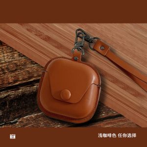 Luxury PU Leather Case for Shokz OpenFit 2 T920 / T910 / Air T511 Earbuds with Hand Strap Shockproof Full-Body Anti-Drop Protection Cover for OpenFit2 T920 T910 Air Earphones